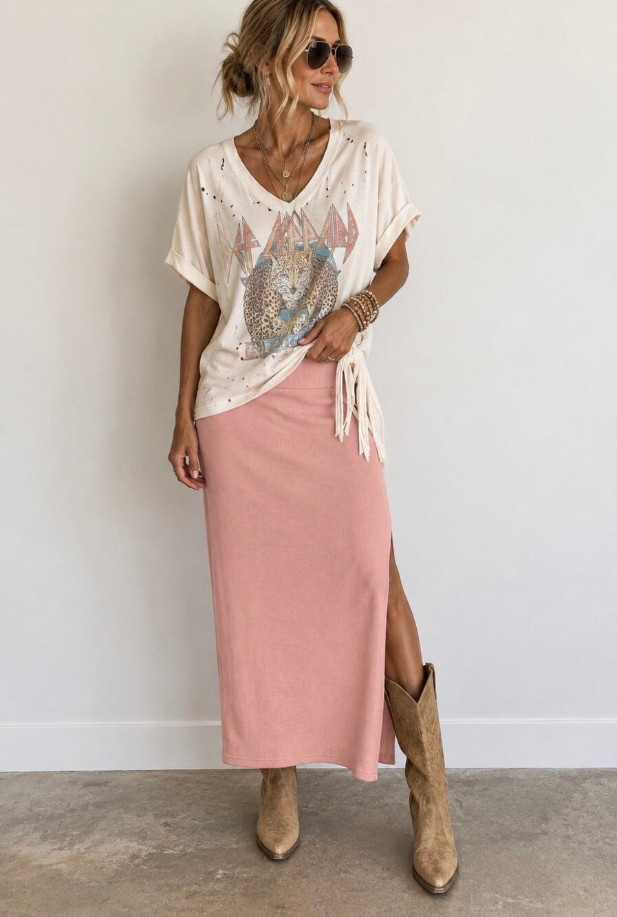 HEYSON Freckled Poppy Mineral Wash Thermal Skirt w/ Side Slit NWT Size Small